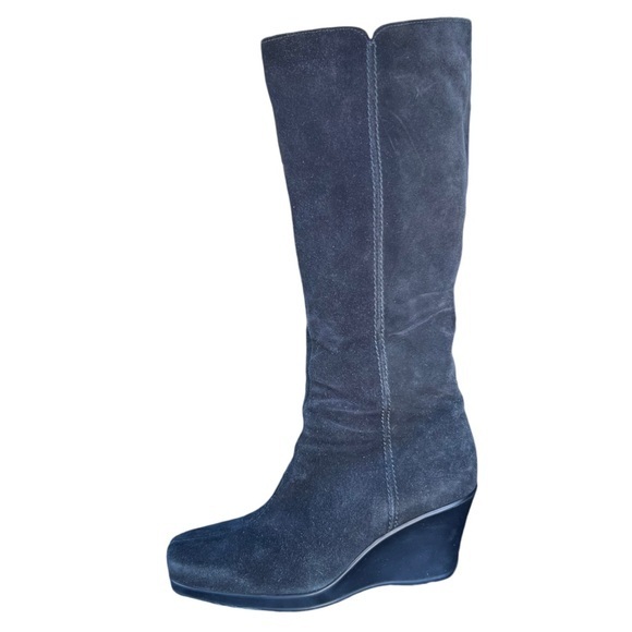 La Canadienne Tall Wedge Suede Boots Size 7.5 - Picture 1 of 9
